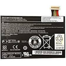 7.4V 3420mAh 12.65wh FOR BAT-714 Acer Iconia Tab A110 Tablet PC KT0010G001 1ICP4/68/110 Laptop Battery